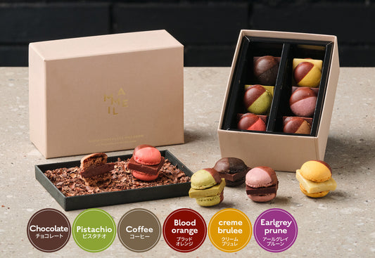 - Chocolate / Pistachio / Coffee / Blood orange / Creme brulee / Earl grey prune -（6個入）