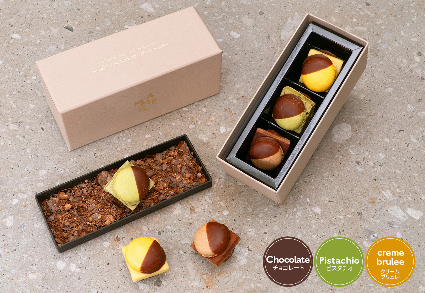 - Chocolate / Pistachio / Creme brulee -（3個入）