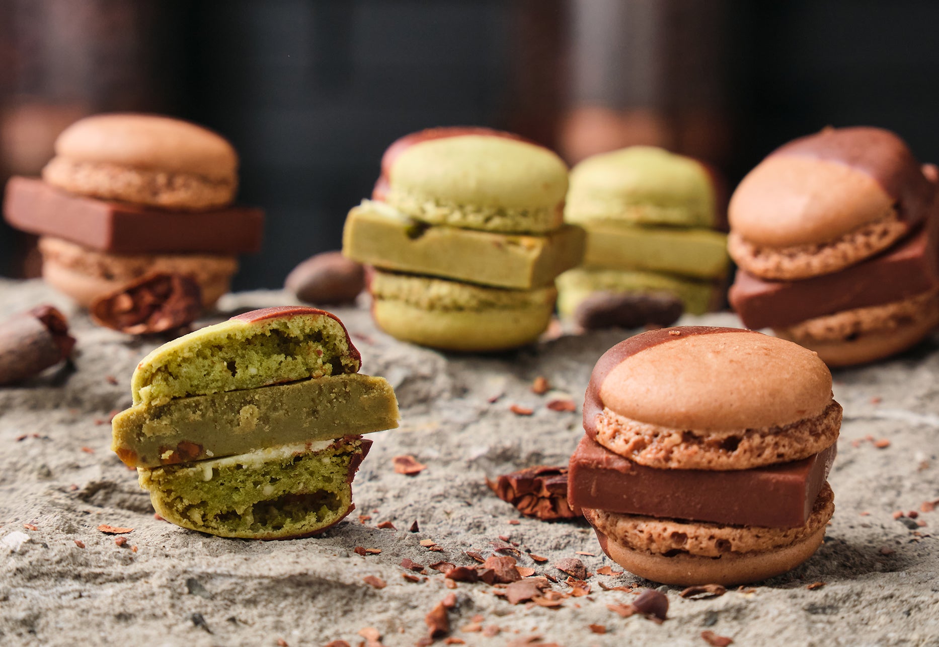 マカロン Chocolate / Pistachio -（6個入） – MAMEIL NAMA CHOCOLATE MACARON